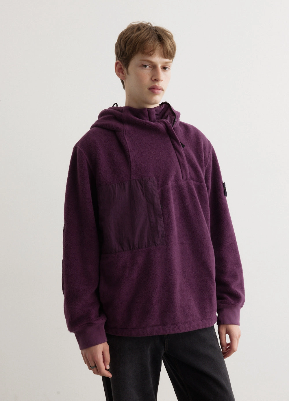 Nylon Cotton Fleece Anorak Kangaroo Pocket
