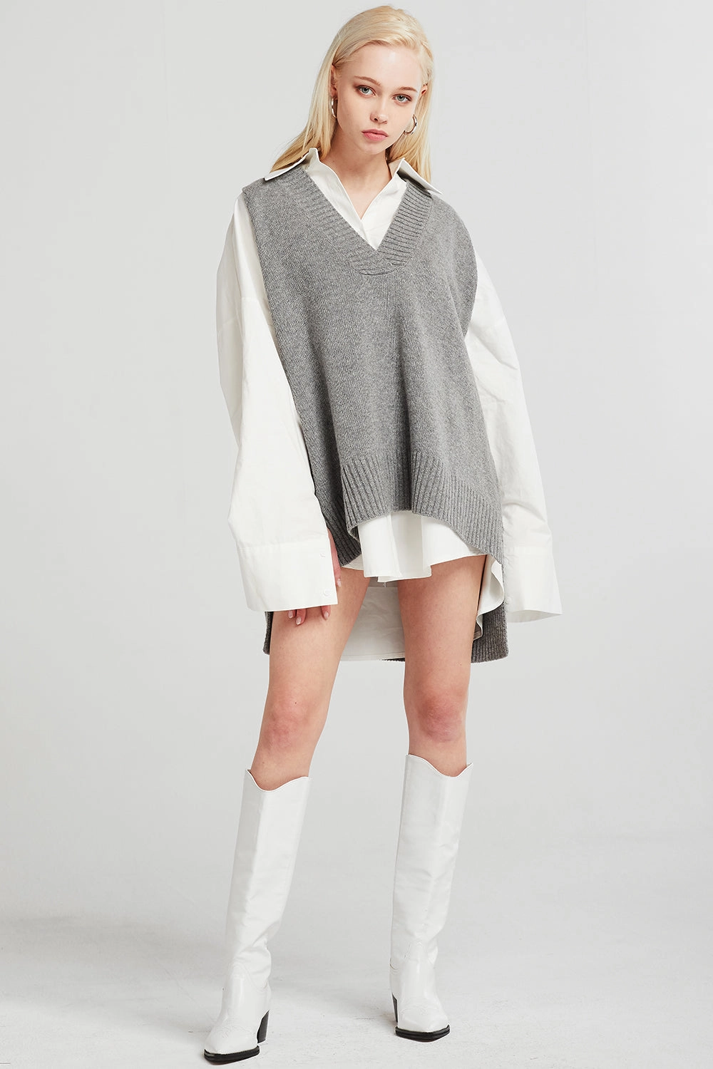 NoSlip Grip Layered Shoulder Lyla Oversized Knit Vest