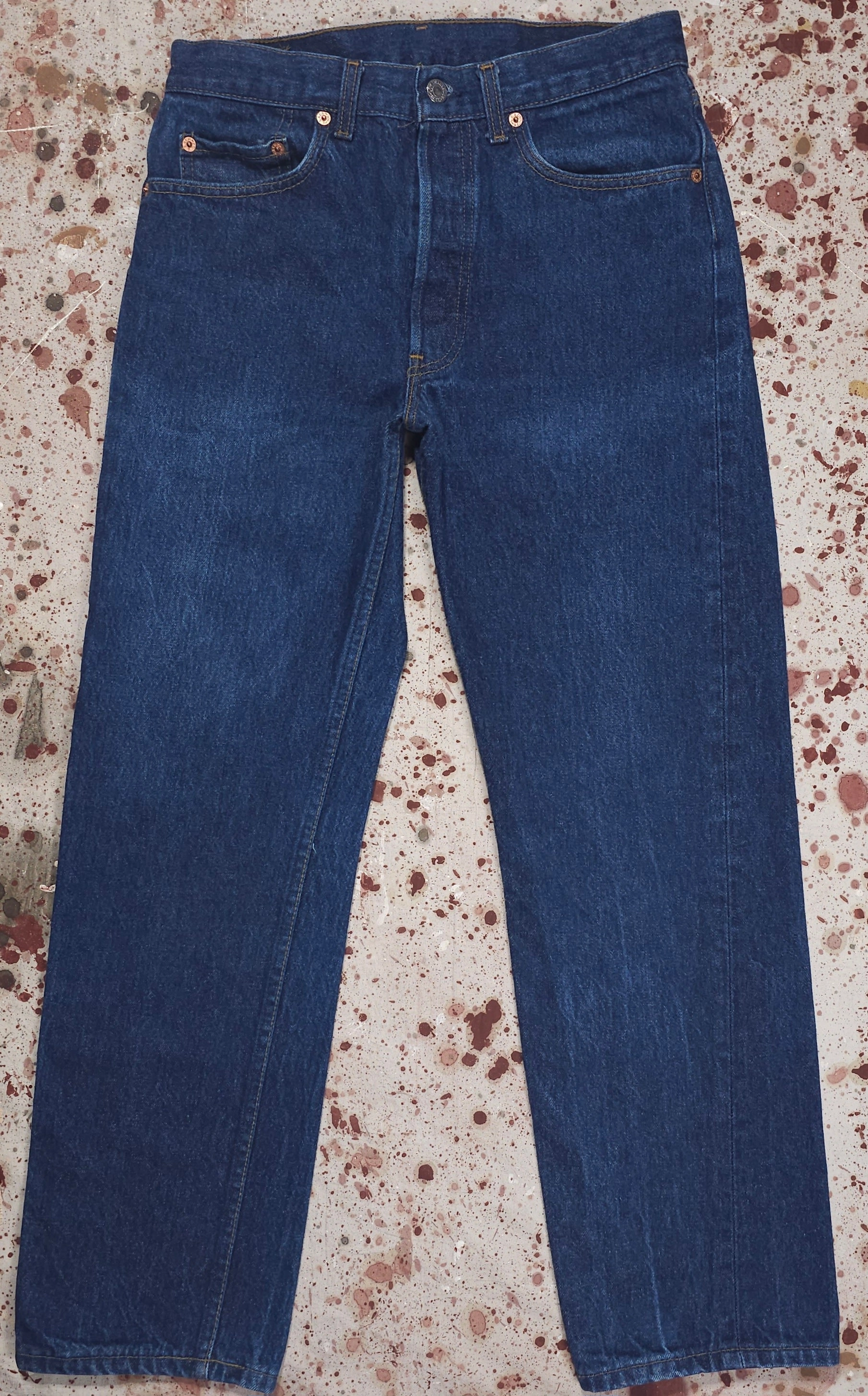 Regular Style Vintage USA made Levi 501 dark 1 wash Transitional Tag Denim Jeans (JYJ0125-399)