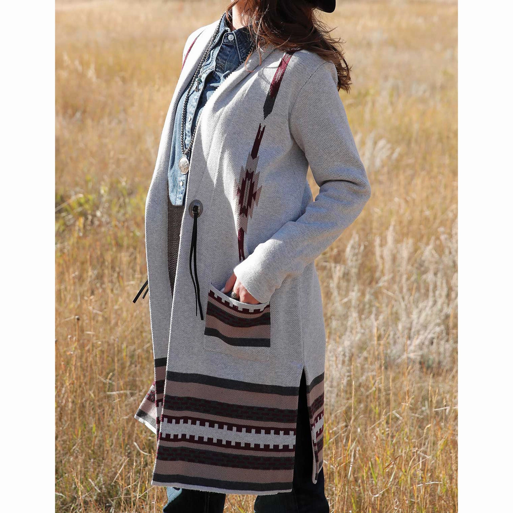 Stand Collar Cruel Denim Women's Grey Duster