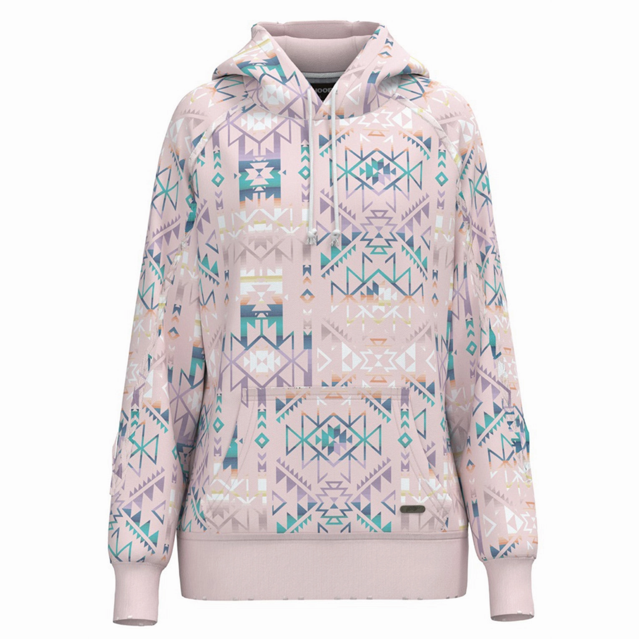 Hooey Hoodie Women's Pink Aztec Sweatshirt High Collar Options FlexibleFit