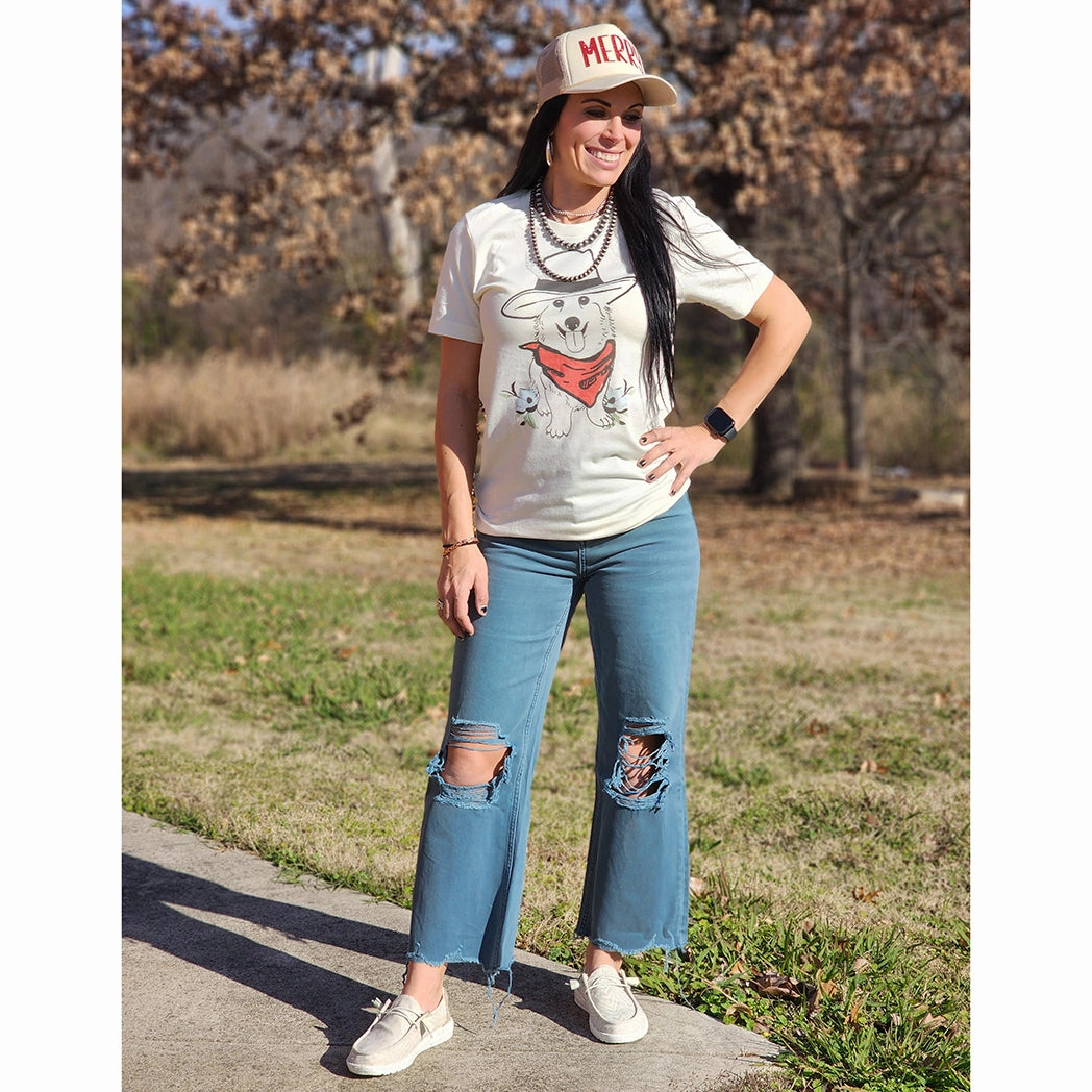 Vervet Blue Grey 90's Distressed Crop Jeans All Round Piece