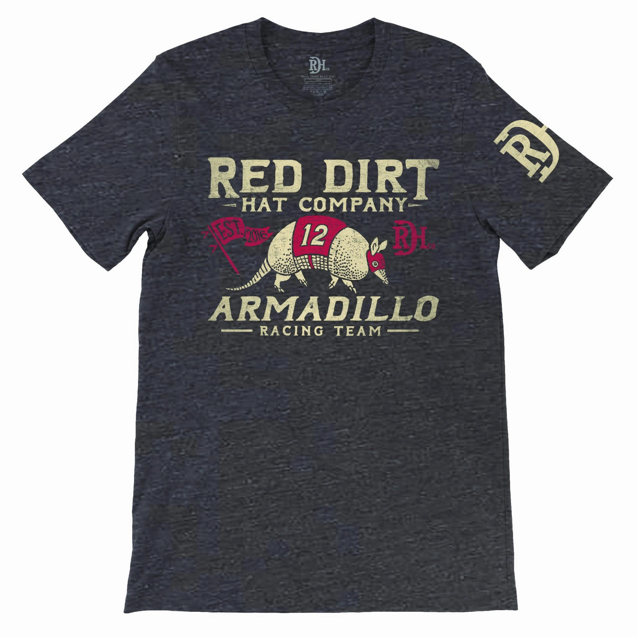 Tagless label Functional Comfort Red Dirt Armadillo Racing Flag T-Shirt