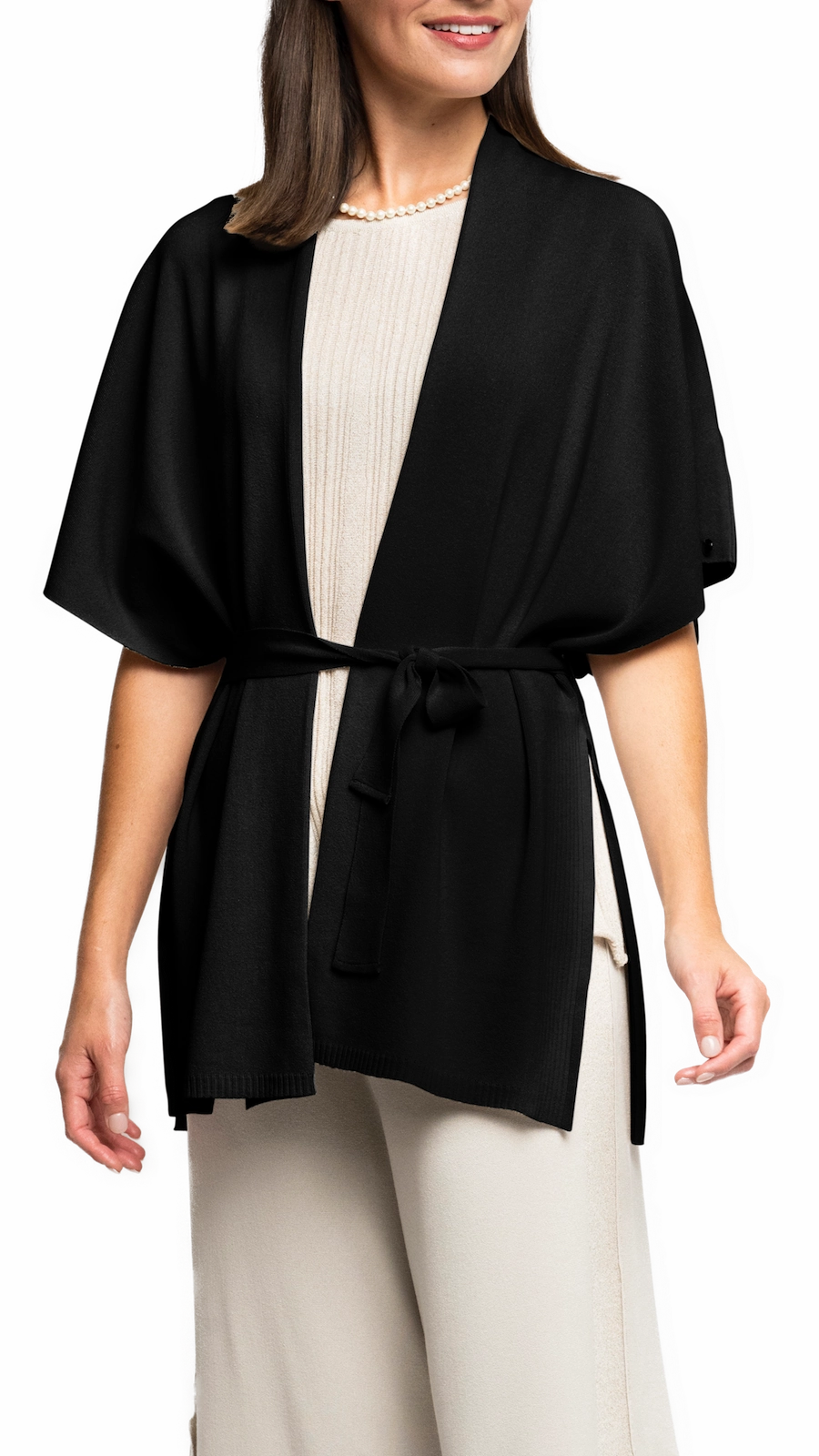 Melinda Belted Dropped Shoulder Cardigan; Black Chilly Look
