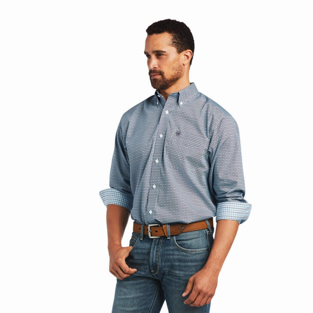 No Slip Shoulder Grip Cruise Collection Men's Ariat Gray Wrinkle Free Yoel Classic Fit Shirt