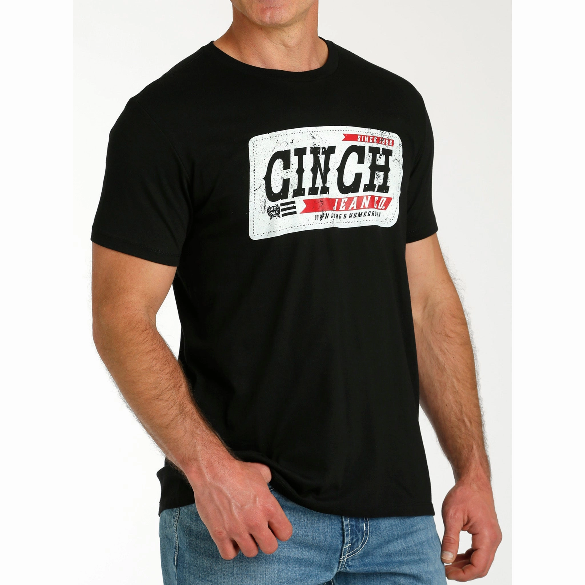 Men's Black Cinch Jeans Tee Party Ready Anti Pill Treatment