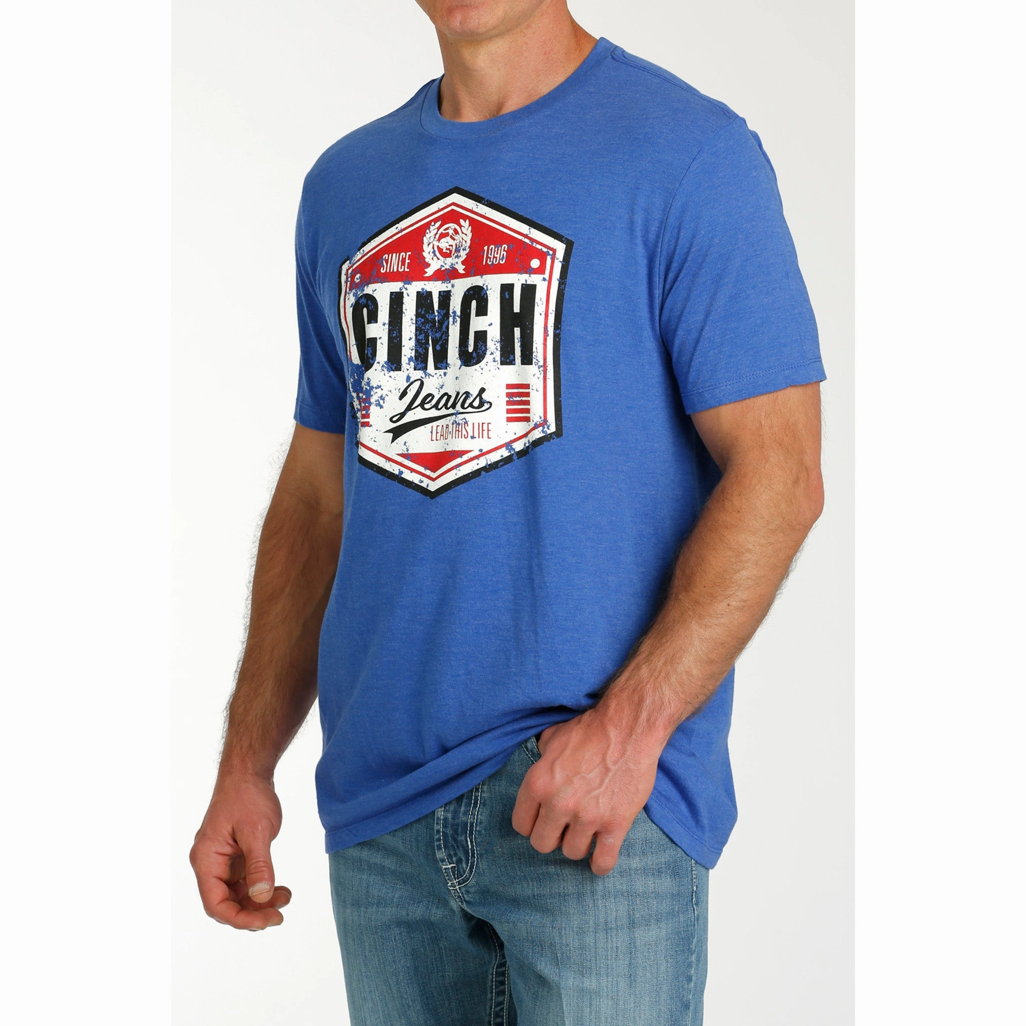 checkered pattern Minimal Design Men's Royal Blue Cinch Tee