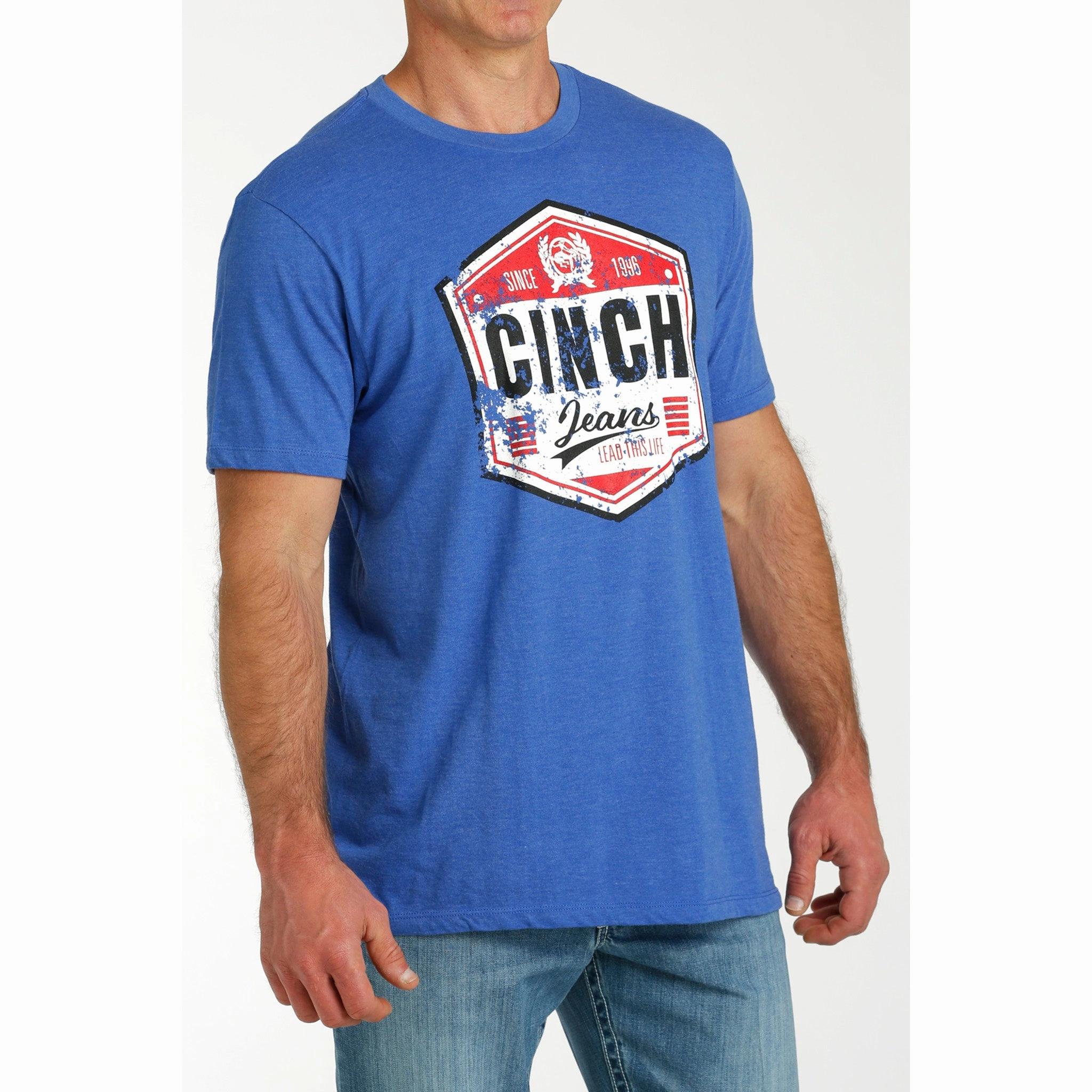 No Slip Shoulder Grip Work From Home Men's Royal Blue Cinch Tee