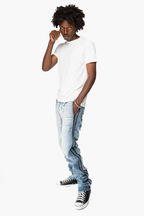 MENS LIMITED EDITION WARRIOR MILITARY JEAN- PANTS IN BLUE OMAHA LIGHT WASH Work Meeting Weekend Style Streetwear Fan Active Comfort