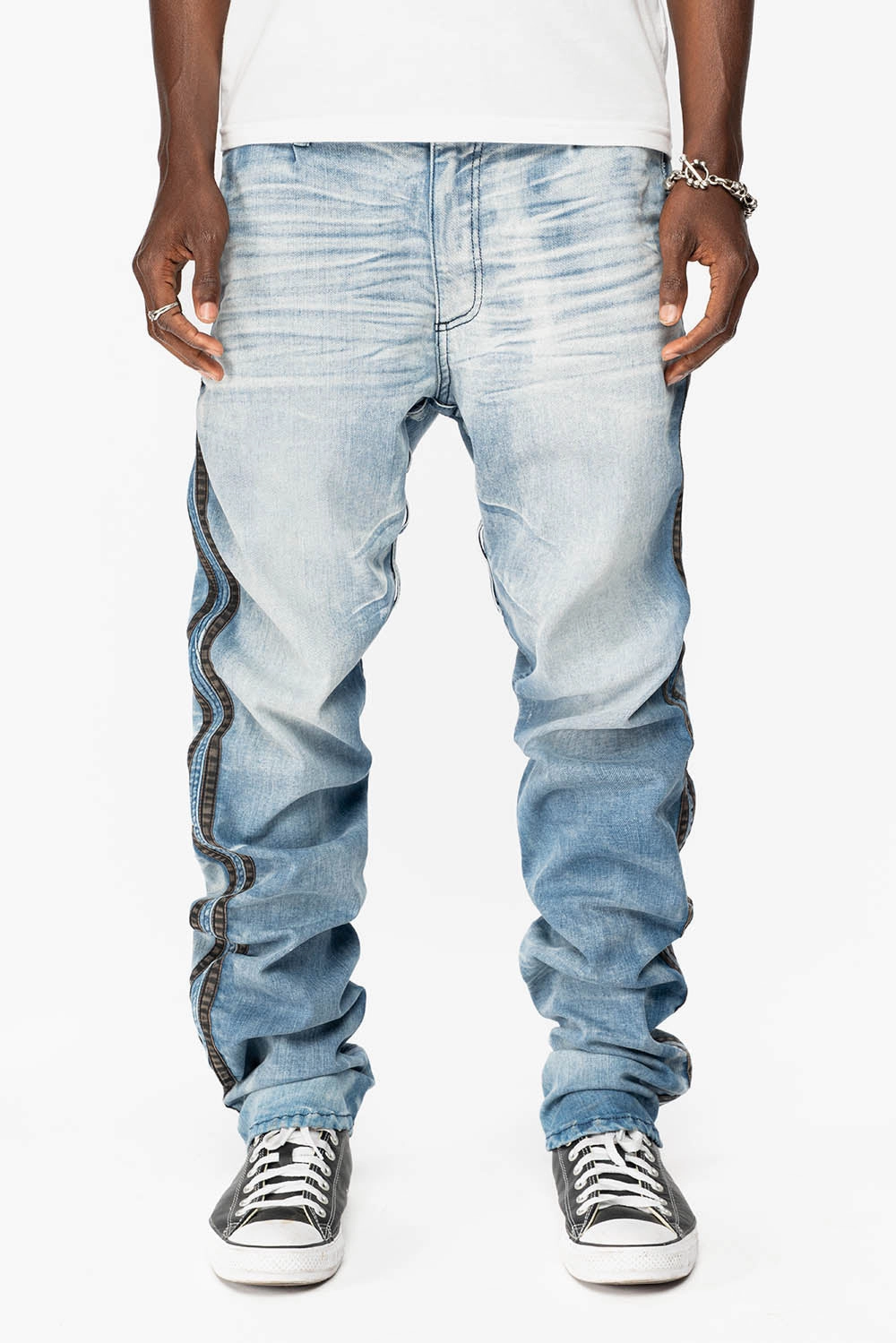 MENS LIMITED EDITION WARRIOR MILITARY JEAN- PANTS IN BLUE OMAHA LIGHT WASH Durable Minimalist Style Party Look Fresh casual