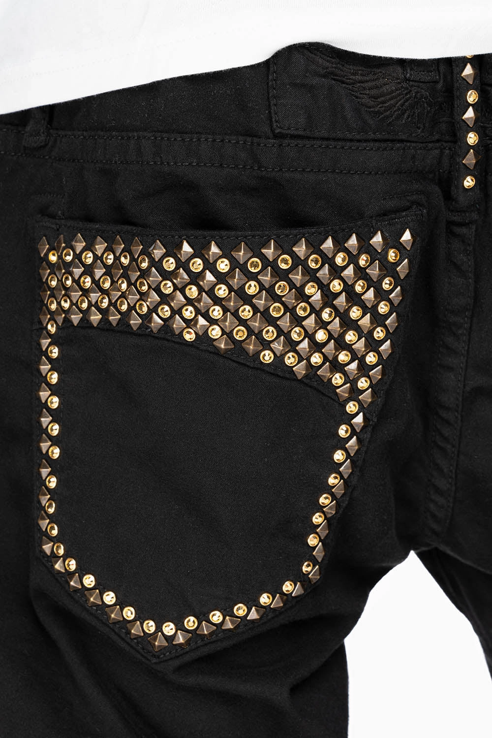 MENS MOTORCYCLE ZIPPER SLIM JEANS IN BLACK WITH STUDS AND CRYSTALS Sunny Vibes Weekend Style Traveler Gear Trendy Choice