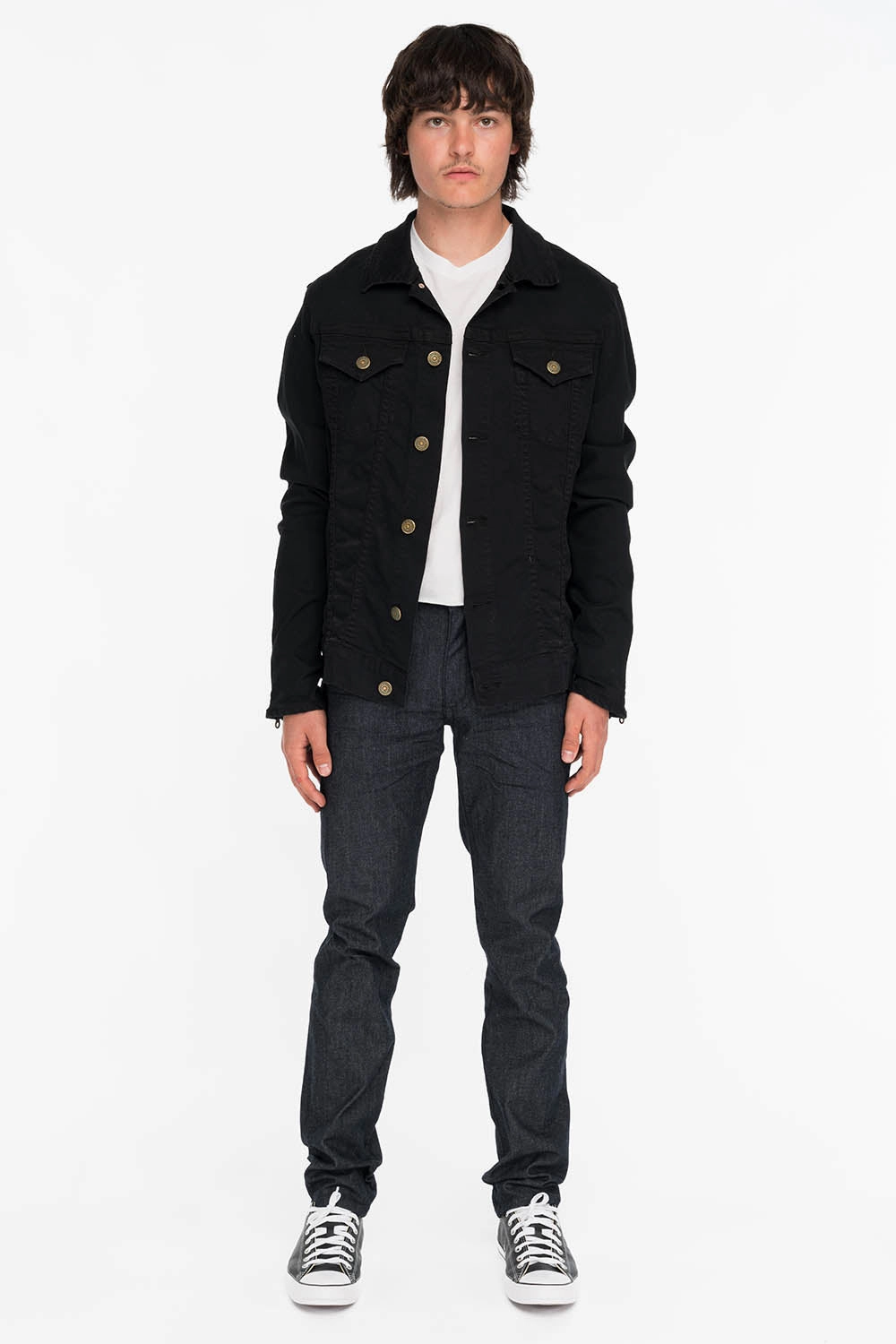 MENS RAW DENIM SLIM FIT KILLER FLAP JEANS WITH GOLD WINGS AND CRYSTALS Timeless Option All Day Use