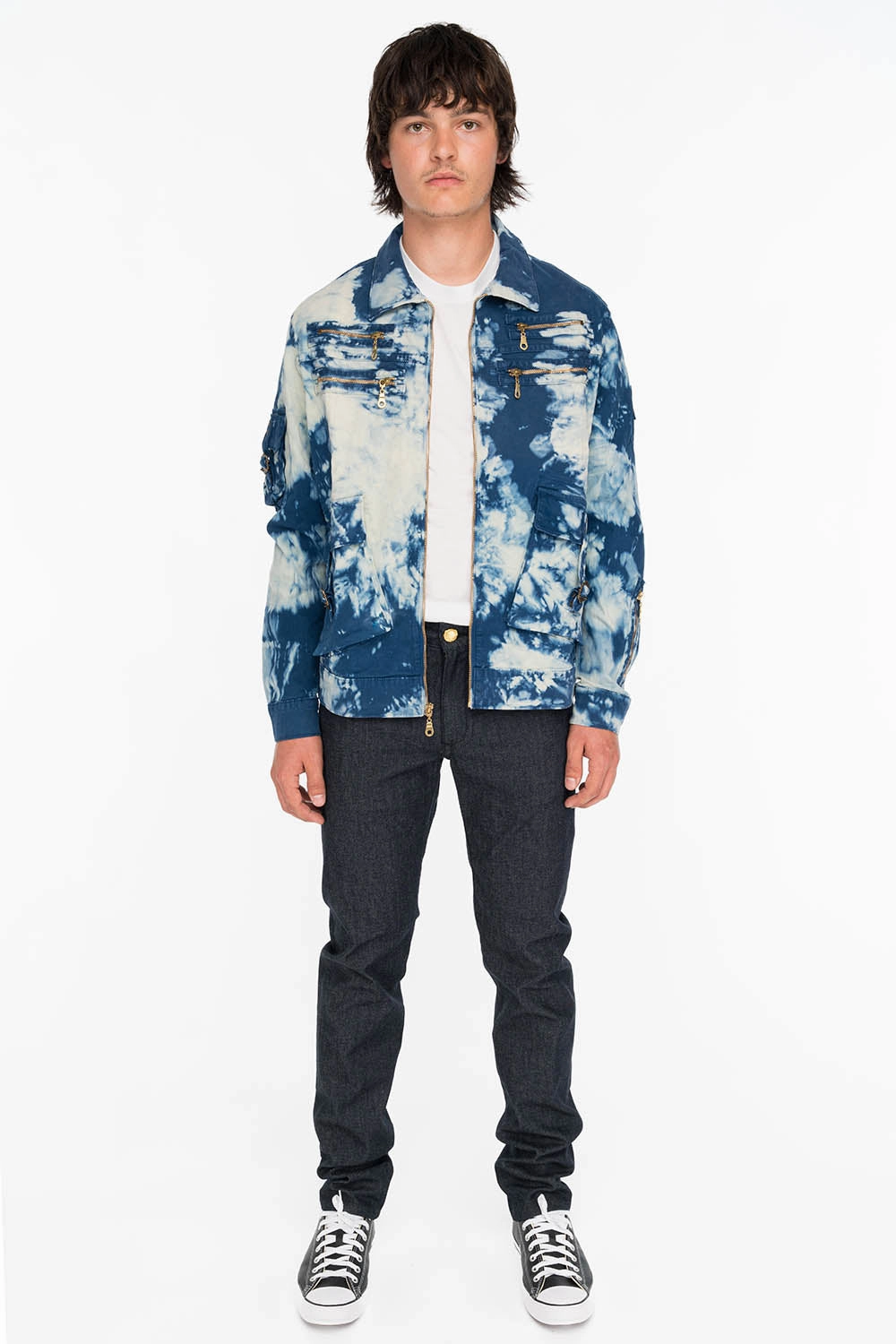 Teen Outfit Nature Lover Unisex Wear MENS RAW DENIM SLIM FIT KILLER FLAP JEANS WITH GOLD WINGS AND CRYSTALS