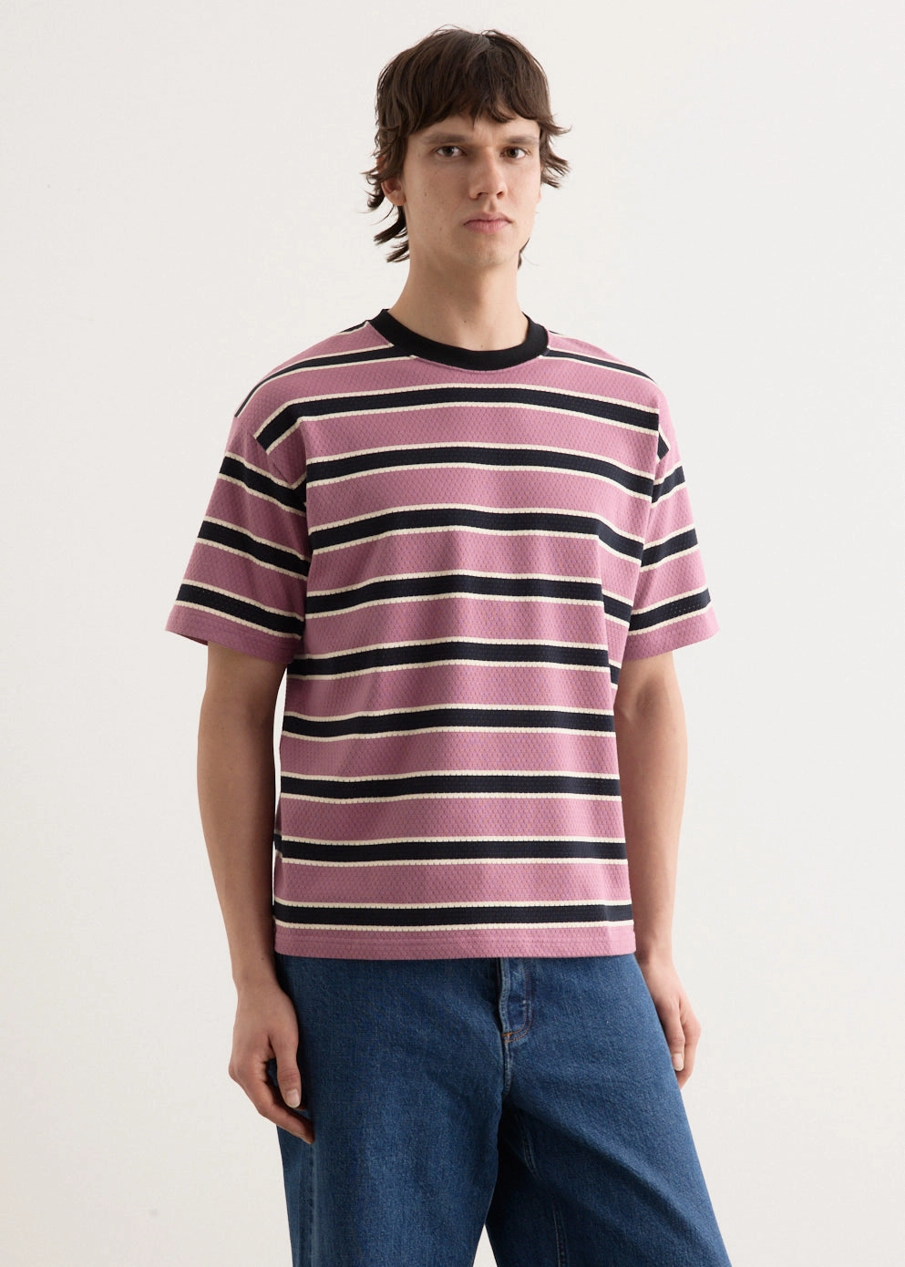 Mesh Border Stripe SS T-Shirt thermal Indoor Comfort