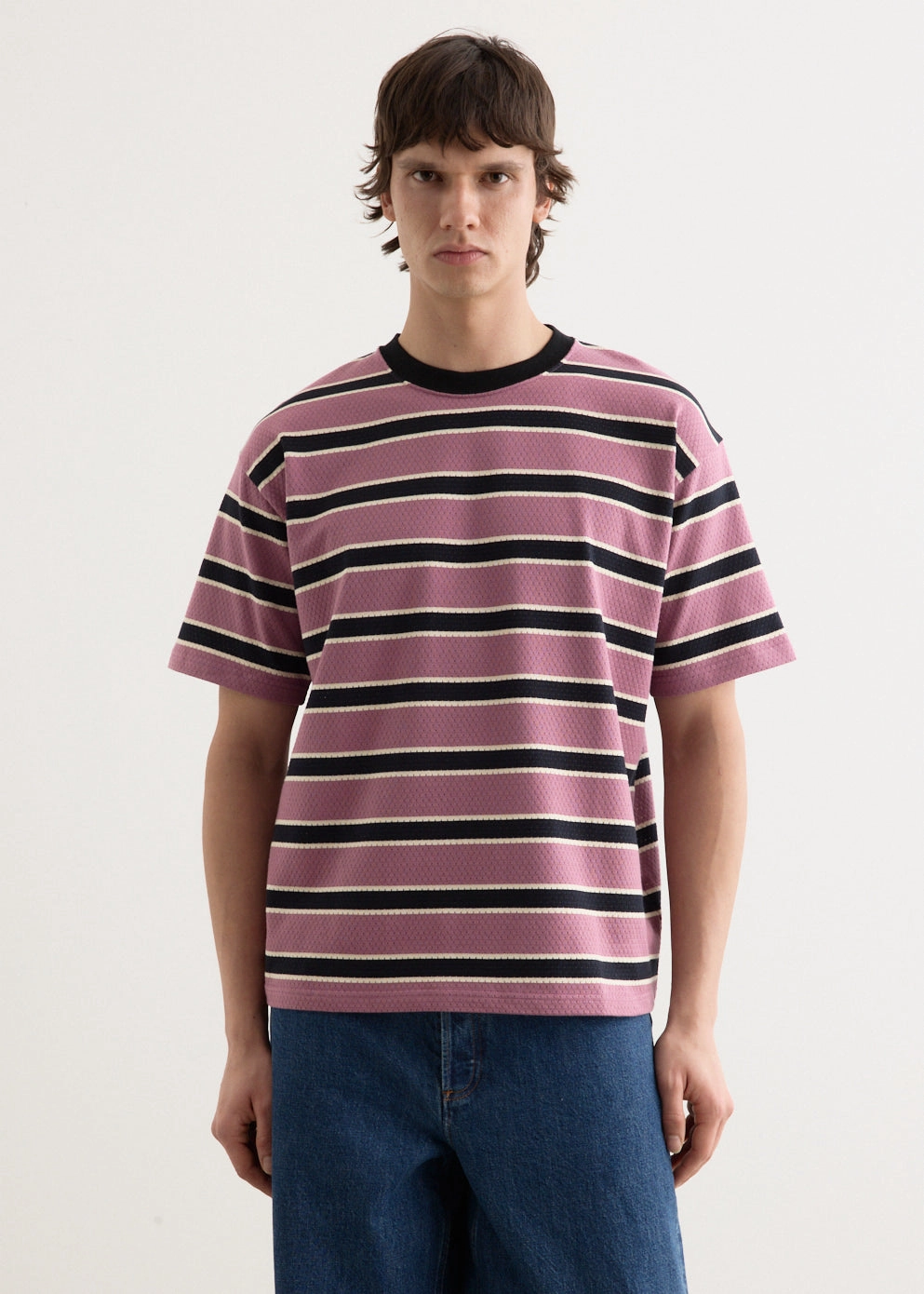 Mesh Border Stripe SS T-Shirt Prom