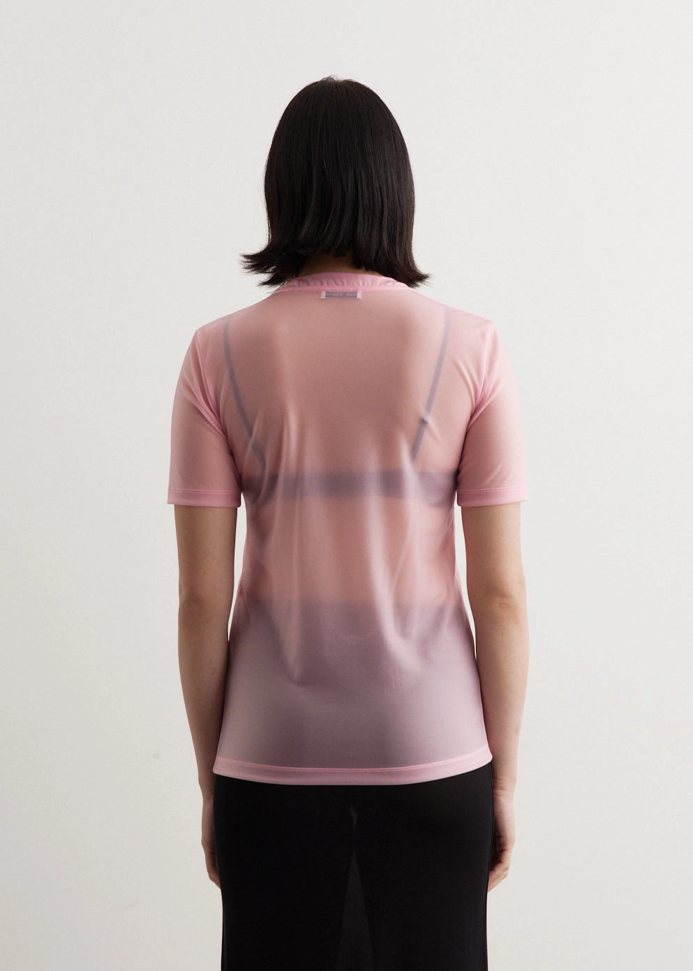 Sporty Layer Look Sleek Waistband Mesh Logo T-Shirt