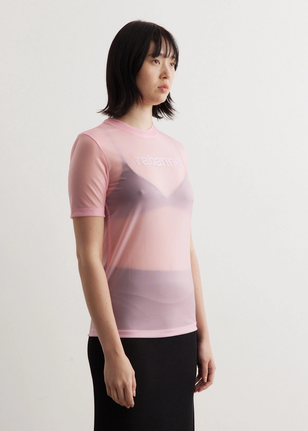 Skin Friendly Blends Structured silhouette Mesh Logo T-Shirt