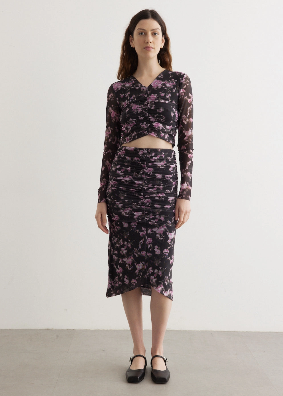 Mesh Ruched Midi Skirt Fair trade