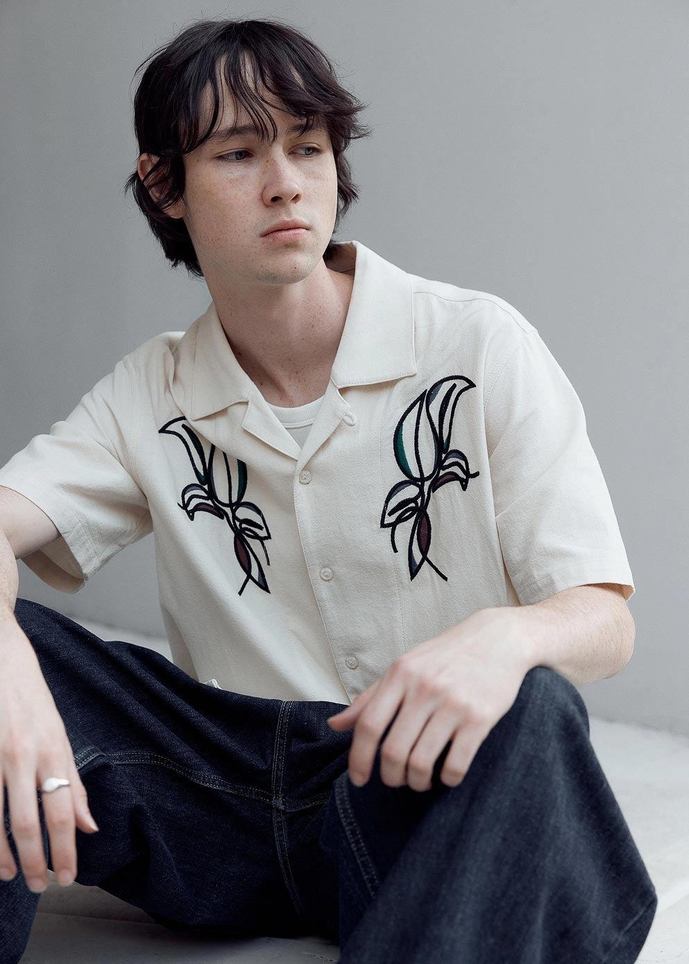 Stucco Short Sleeve Camp Collar Embroidered Shirt Special Occasion