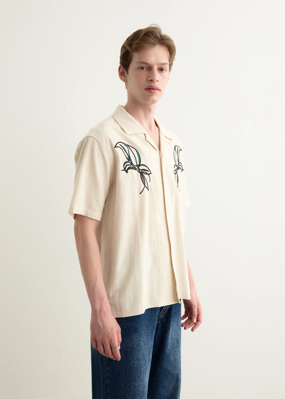 Stucco Short Sleeve Camp Collar Embroidered Shirt Trendy designs Chic Look