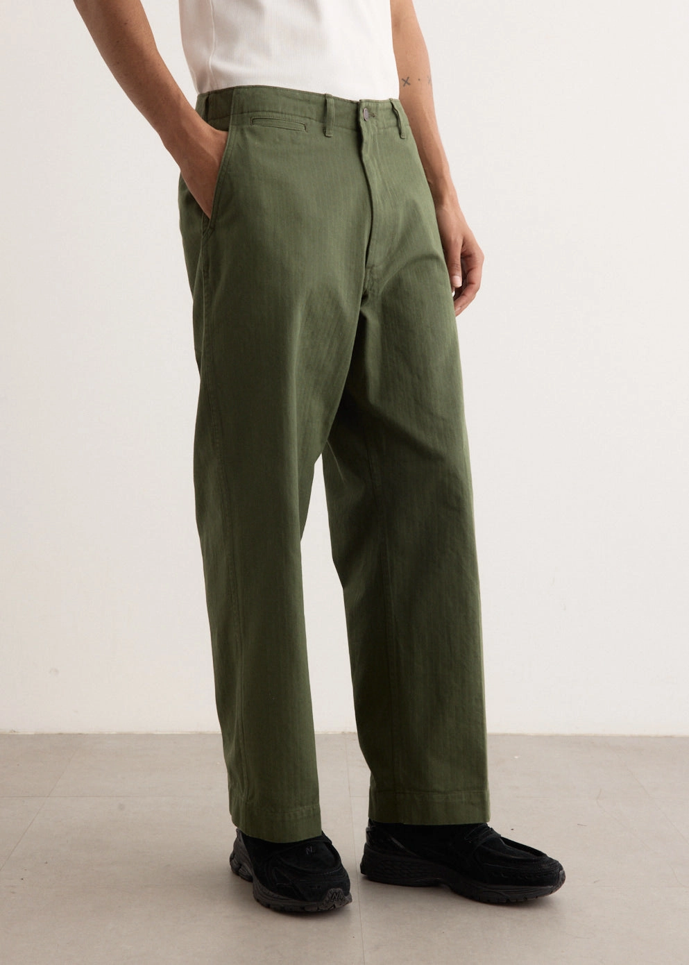 MIL Herringbone Trousers elastic waistband Light Shape