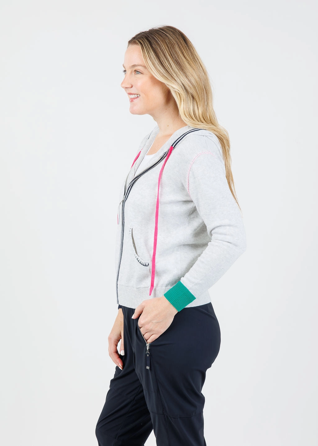 Mila Heart Embroidery Hoodie - Light Marl Layering Piece