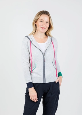 Mila Heart Embroidery Hoodie - Light Marl Classic Crew Neck Eco Friendly Yarn Blend