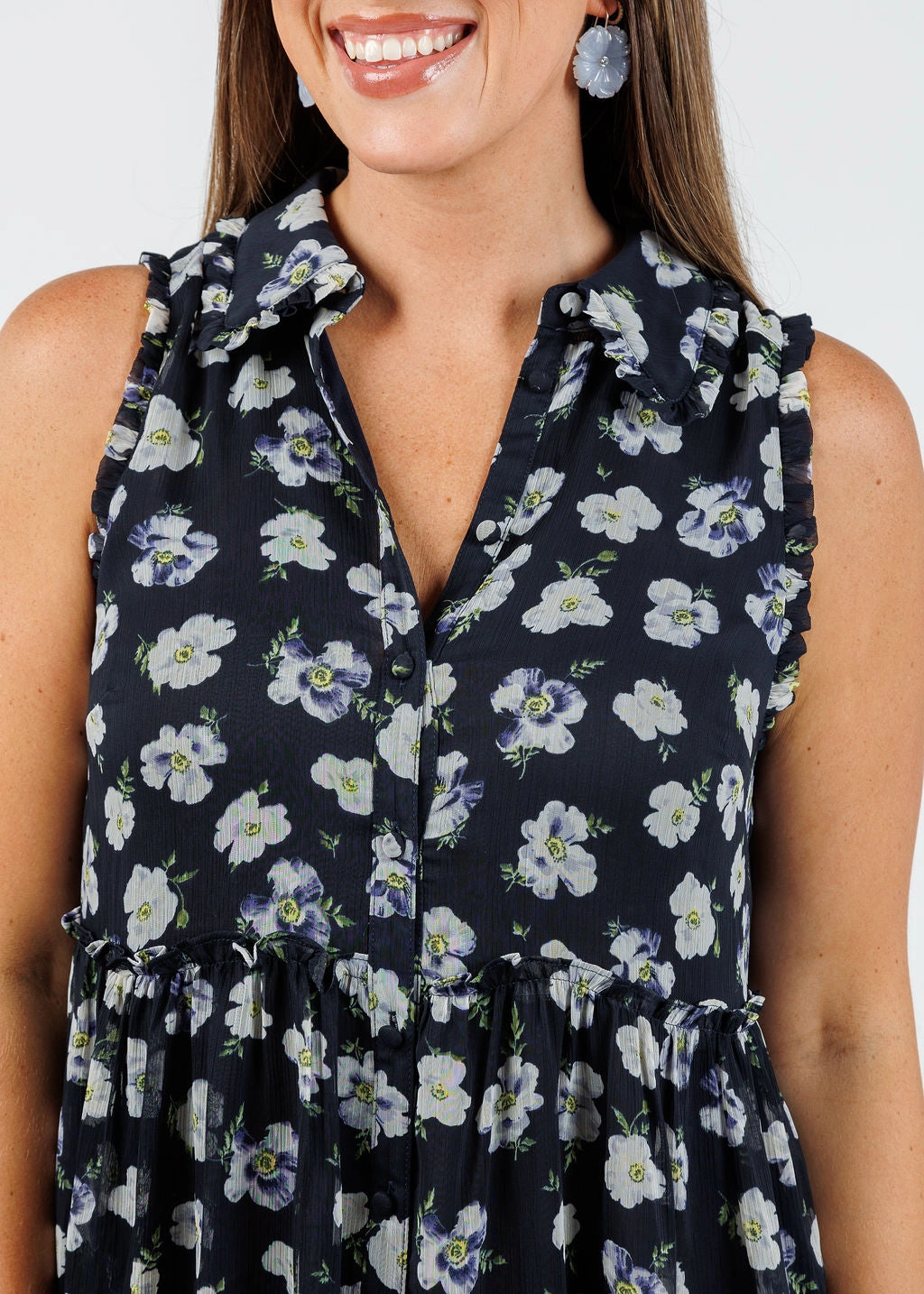 Lounge Vibes Mini Poppies Becci Dress - Navy Multi