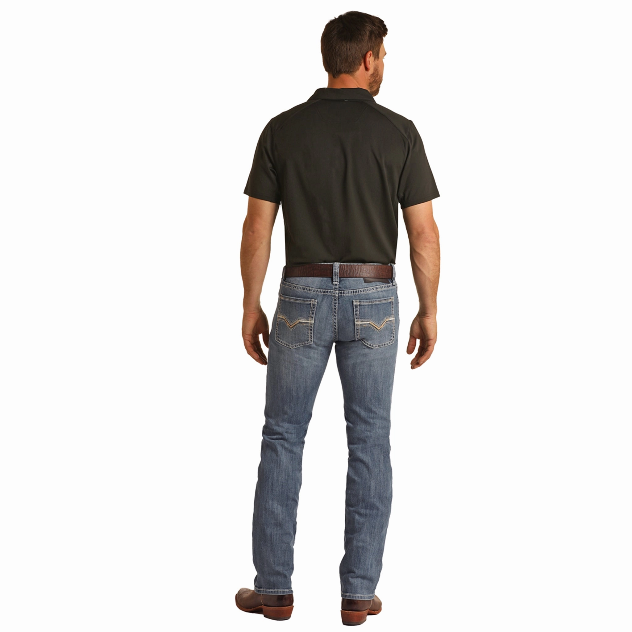 Rock & Roll Revolver Slim Fit Stretch Ivory V Straight Boot Cut Jeans Light Washed