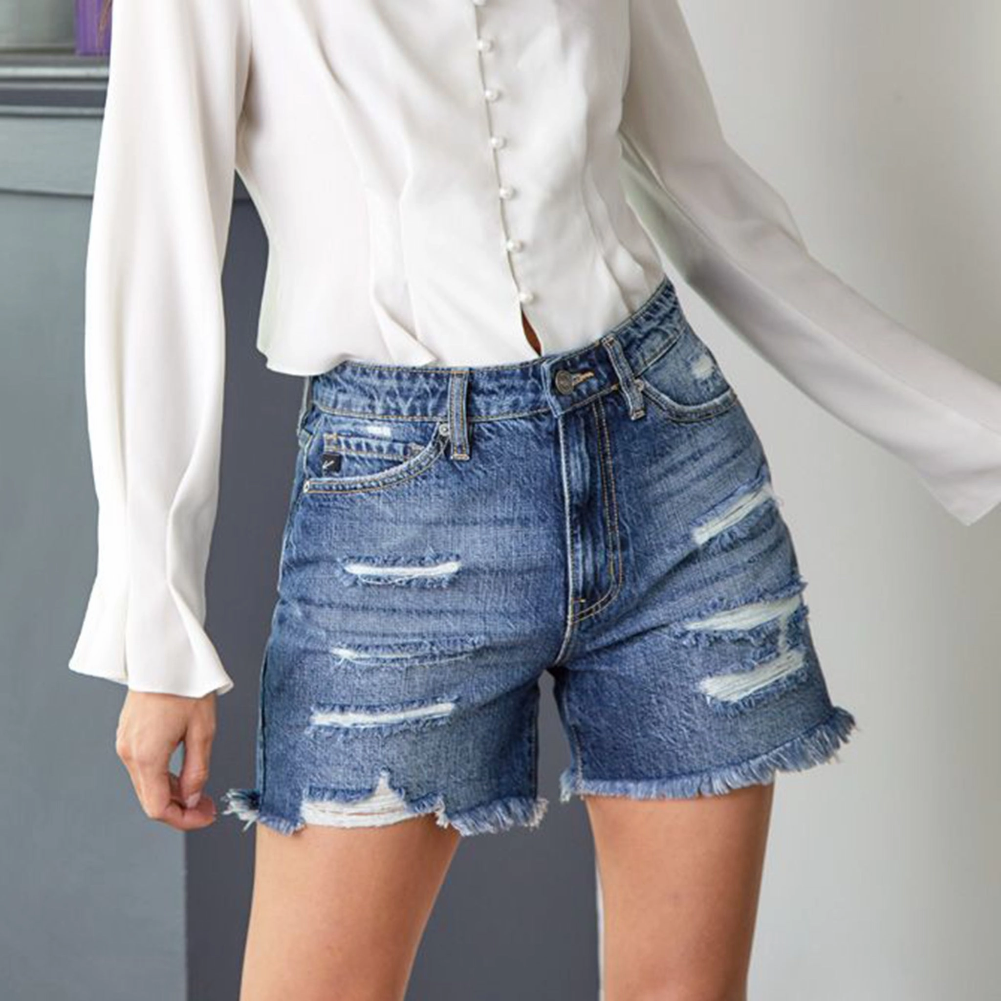 KanCan Jansen Ultra High Rise Boyfriend Shorts Comfy Wear Base Look