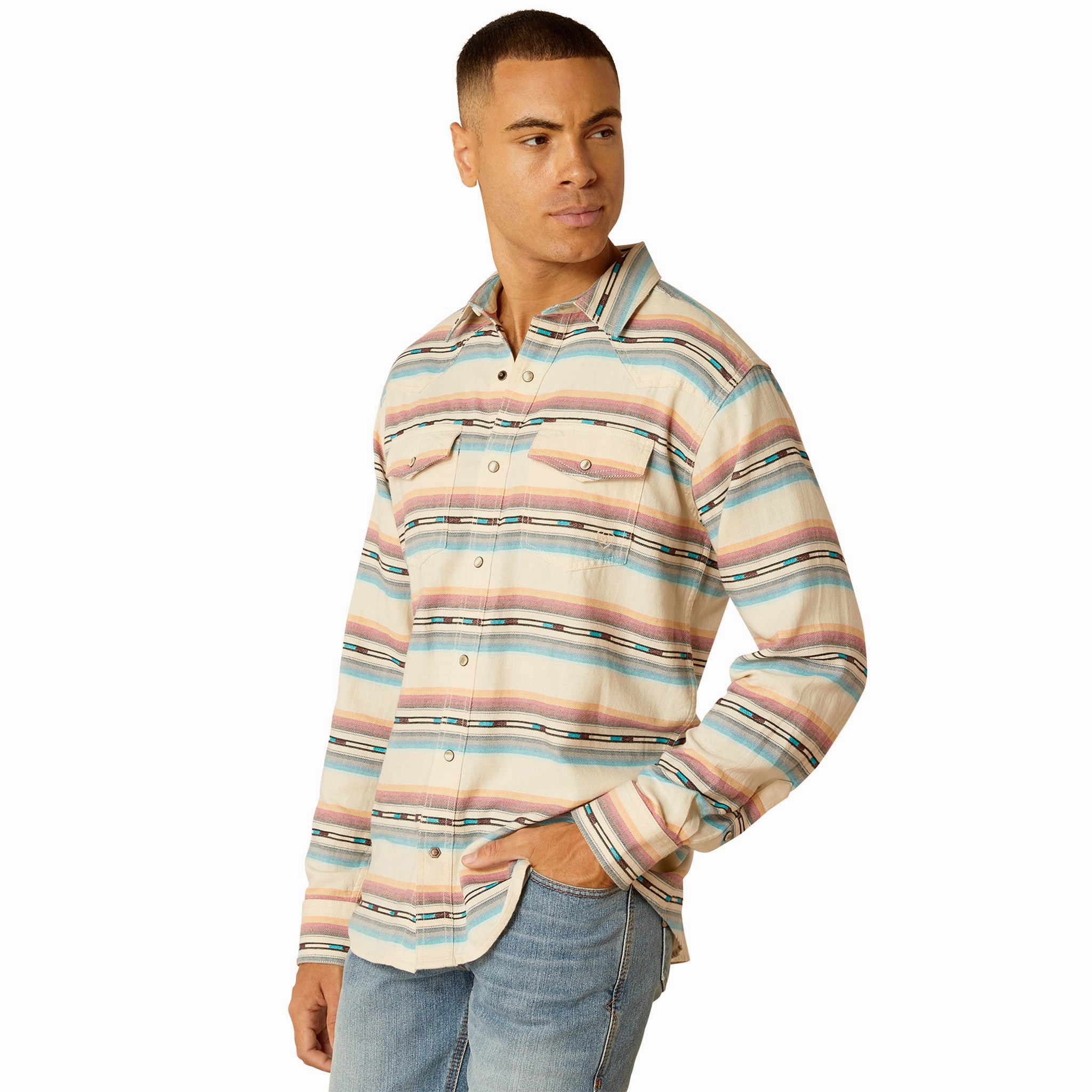 Trendy Outfit Ariat Men's Retro Multi Stripe Long Sleeve
