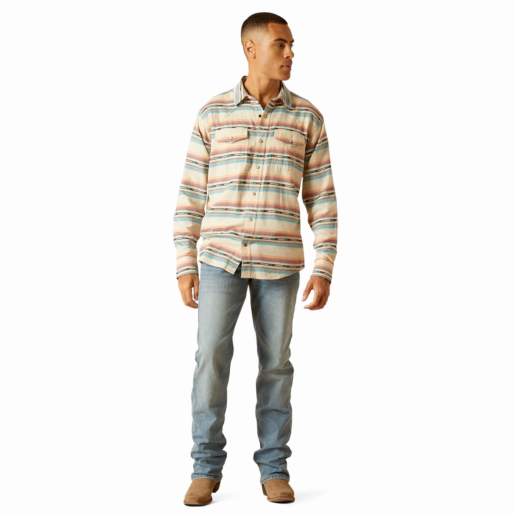 Ariat Men's Retro Multi Stripe Long Sleeve Trendy Comfort High-End Look