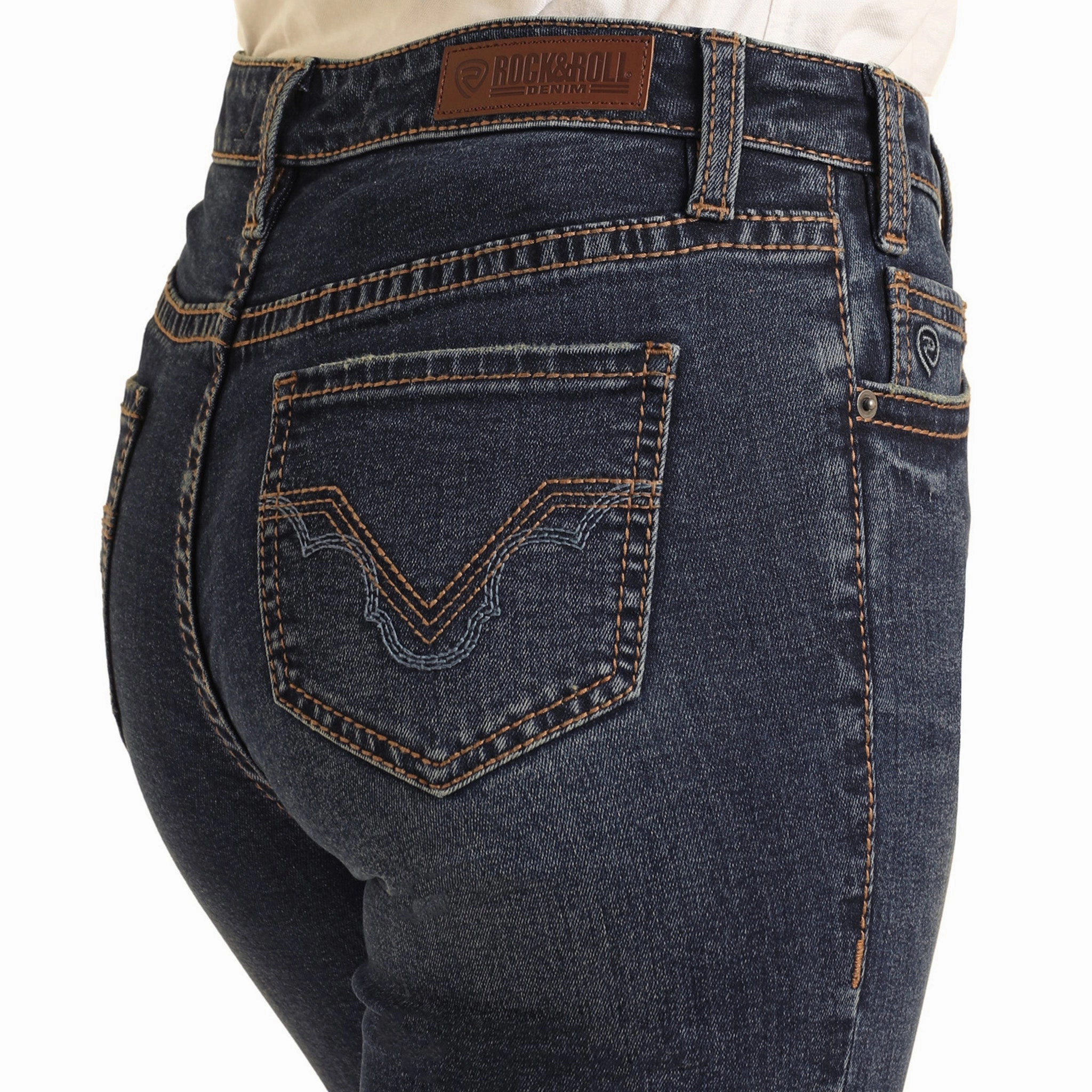 Casual Element Street Fashion Breathable Rock & Roll Women's Dark Wash Riding Jean