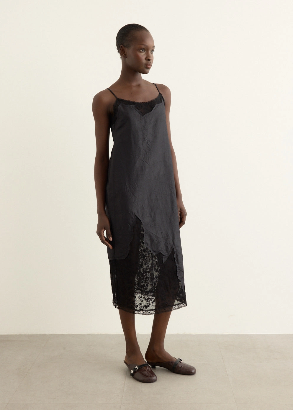 Lace Patchwork Slip Dress Subtle pattern