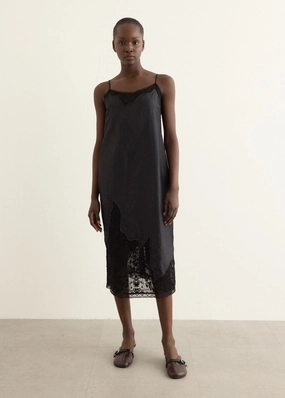 Lace Patchwork Slip Dress Floral Pattern Bride Side