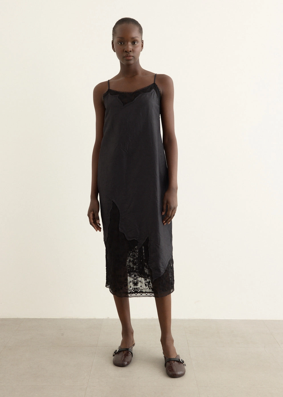 Lace Patchwork Slip Dress Floral Pattern Bride Side