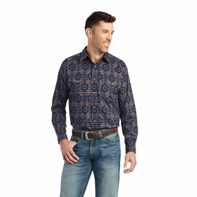 Ariat Men's Giannis Blue Southwest Long Sleeve Shirt Versatile Piece