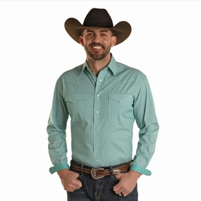 Lightweight Material Bold Hue Panhandle Slim Men's Turquoise Shirt