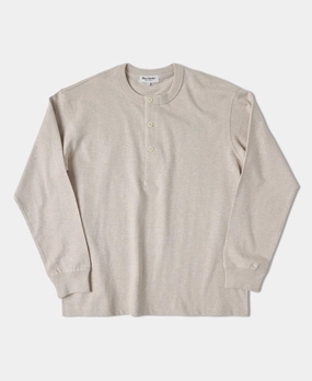 Casual Chic Wear 1930s 10.5 oz Cotton Loopwheel Tubular Henley Shirt - Oatmeal