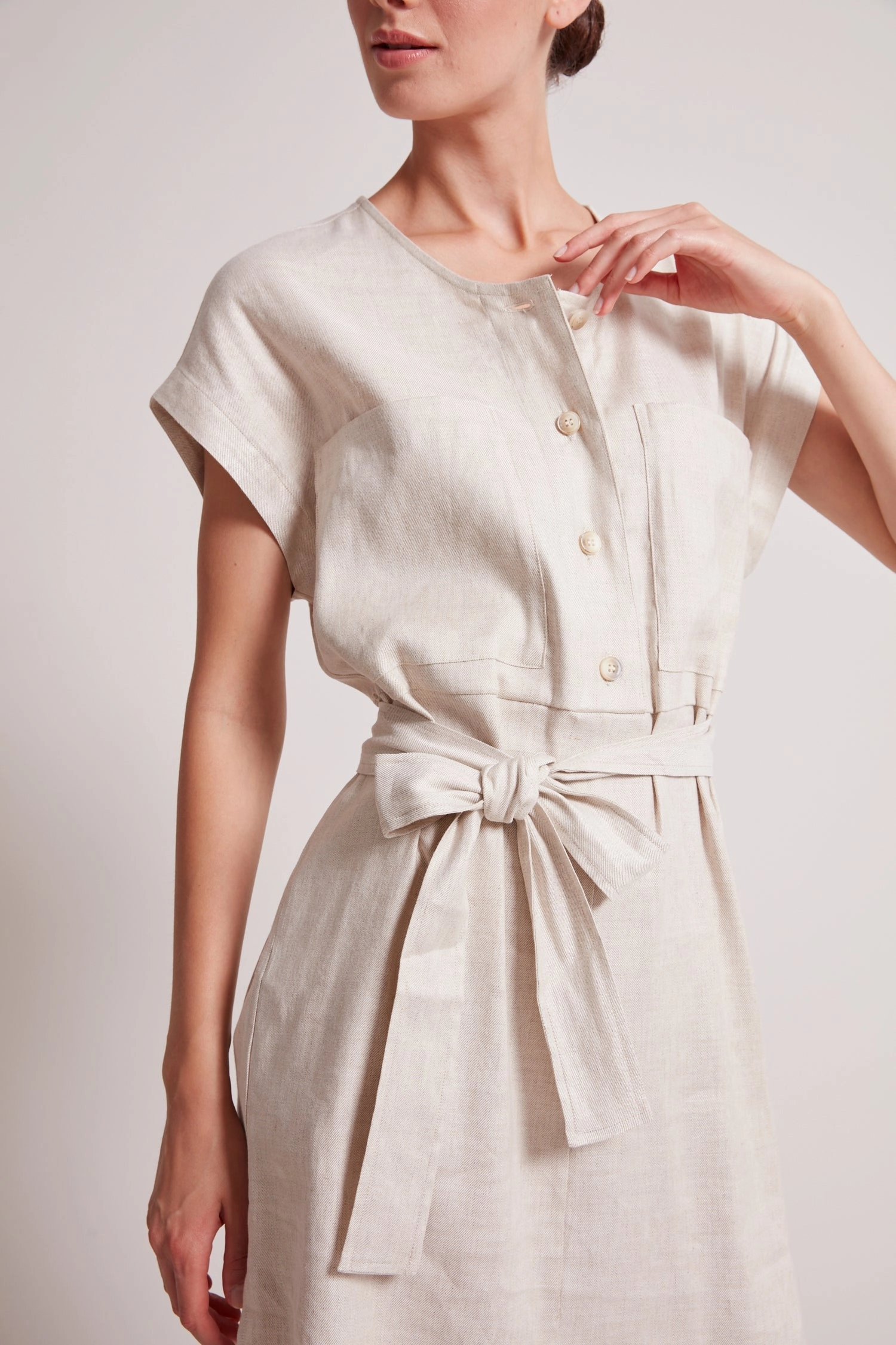 Blush Glow Tanner Cap Sleeve Popover Dress - Oatmeal