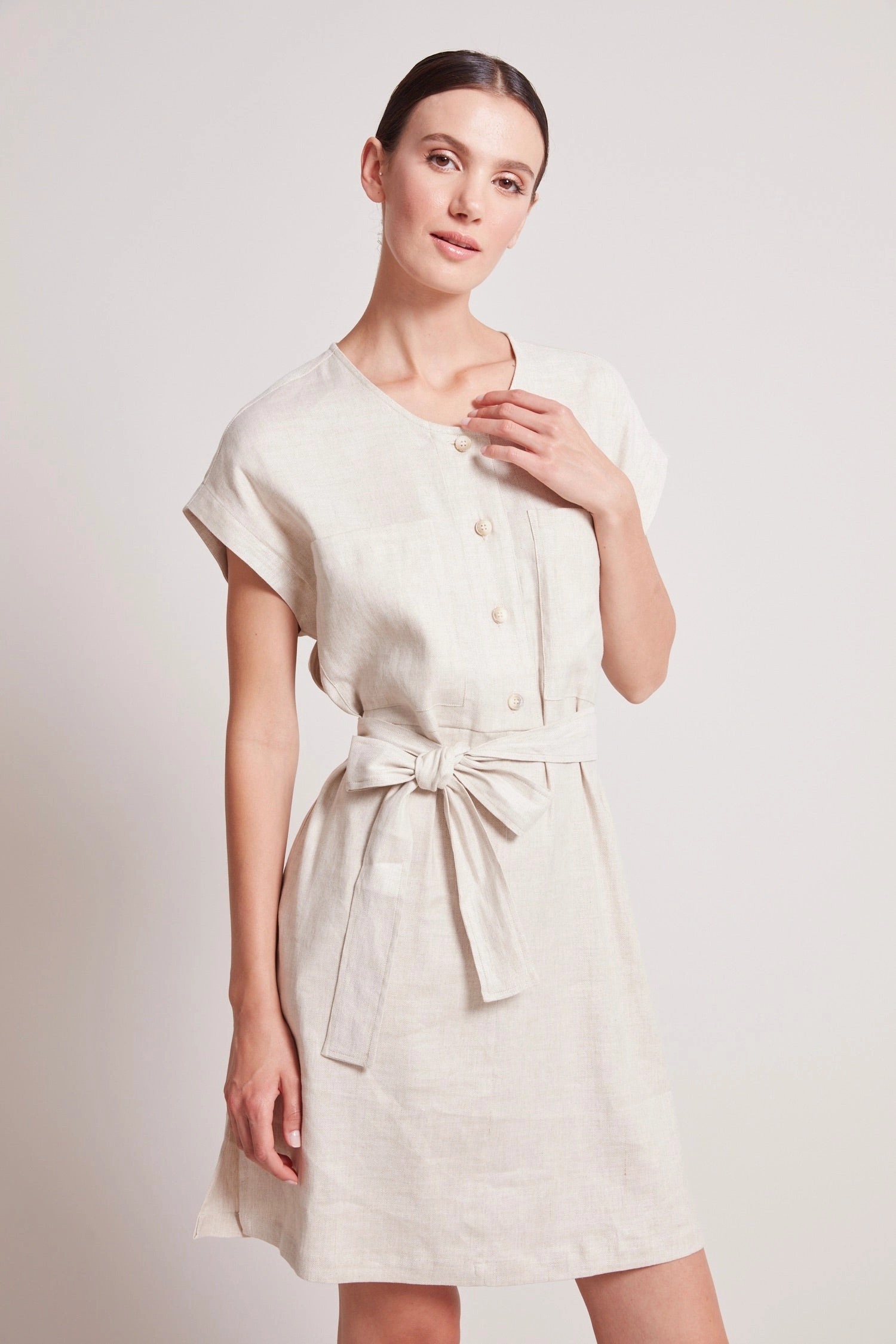 Delicate Tone Everyday Look Tanner Cap Sleeve Popover Dress - Oatmeal