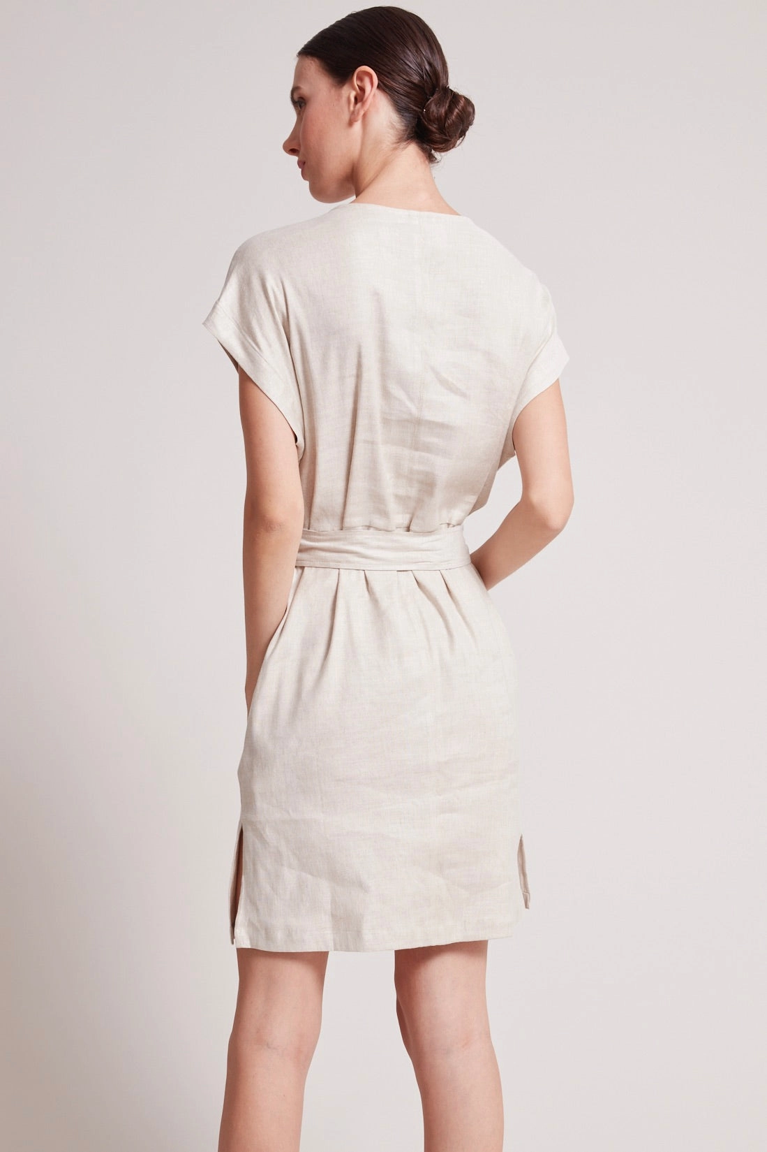 Tanner Cap Sleeve Popover Dress - Oatmeal Elegant Motion