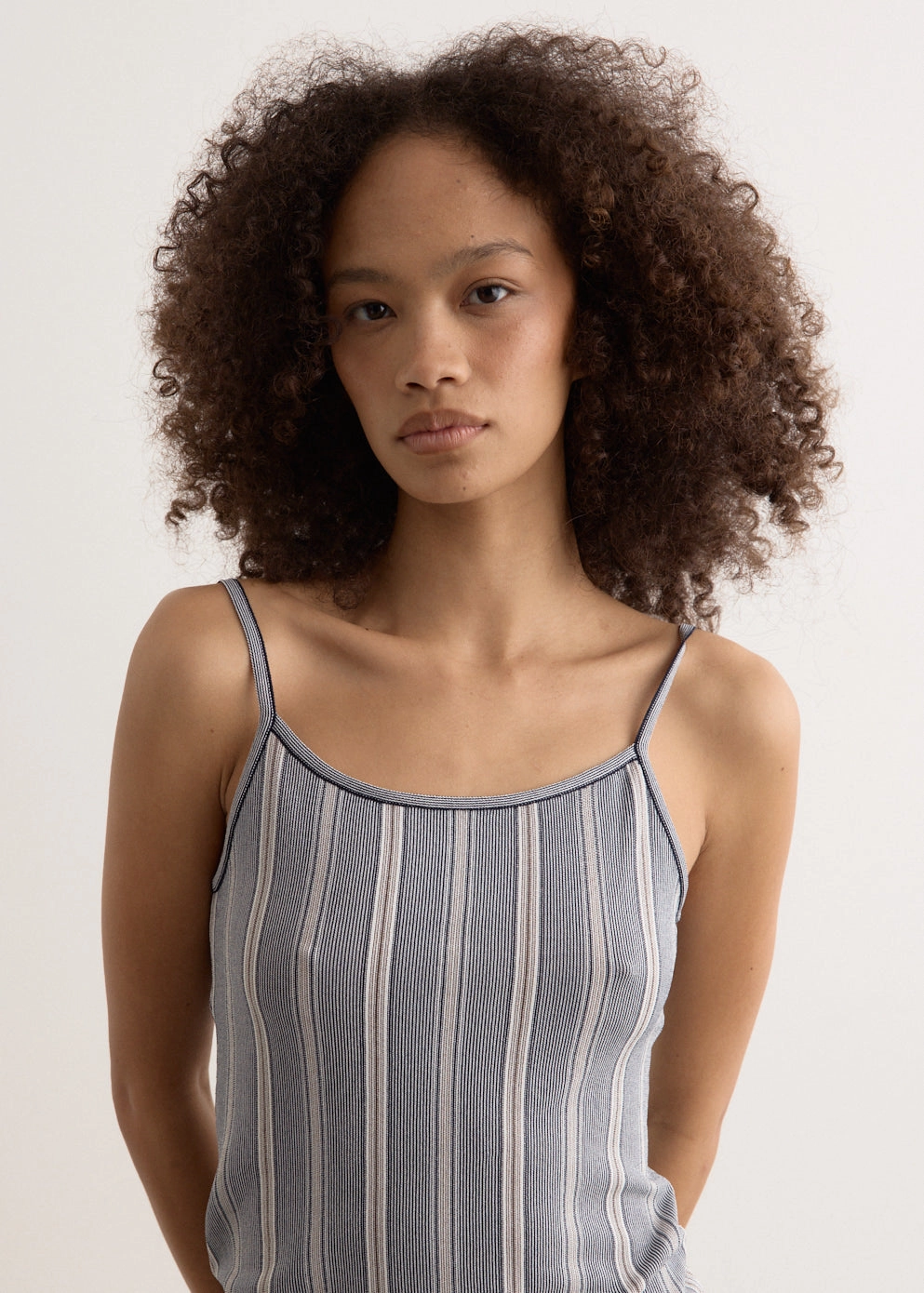 Stripe Sleeveless Knit Top Chilly Day Wear