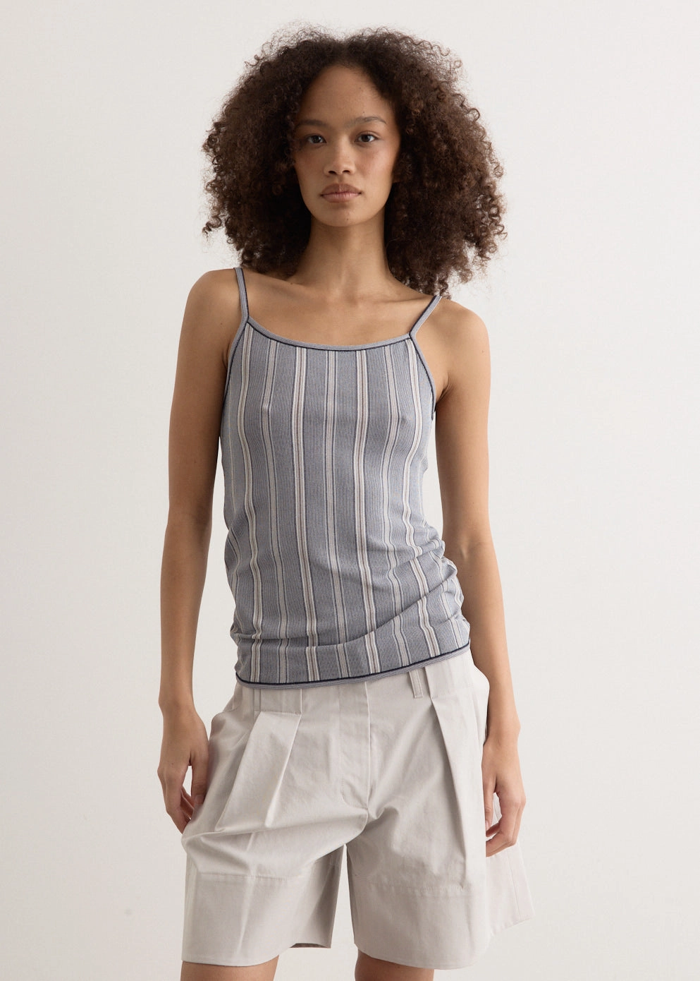 Weekend Outfit Hypoallergenic Lining Stripe Sleeveless Knit Top