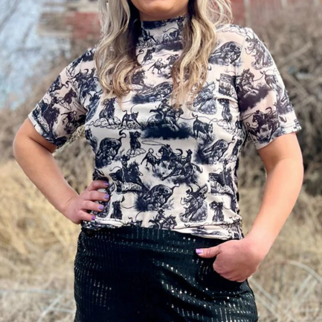 Women's White & Black Rodeo Mesh Short Sleeve QuickRelease Closures