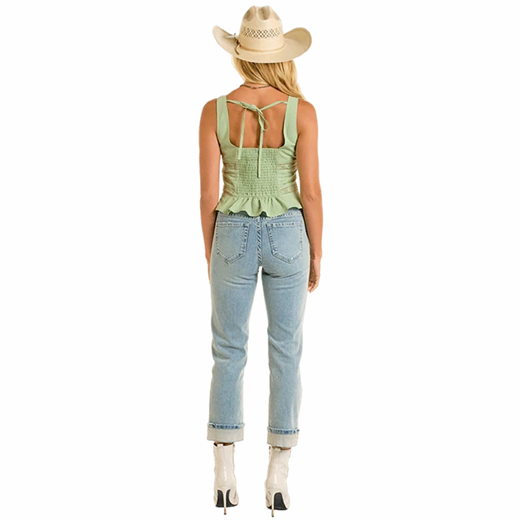 Rock & Roll Cowgirl Women's Jade Eyelet Tank All-Purpose Wear