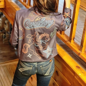 Weekend Outing Wear TemperatureRegulating Fabric Neon Lights Suede Rodeo Blazer