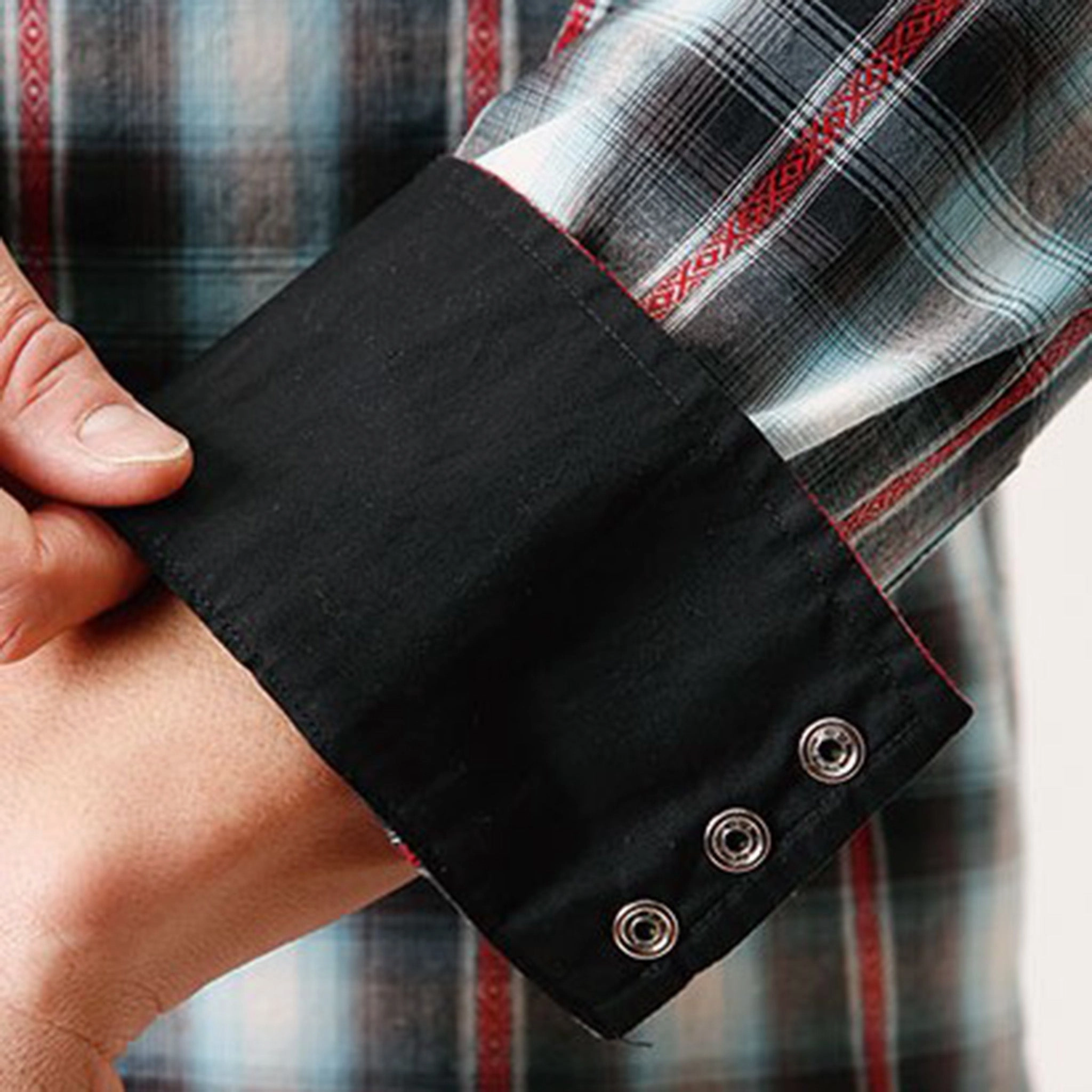 Fade Resistant Formula Roper Men's Black White Red Plaid Shirt