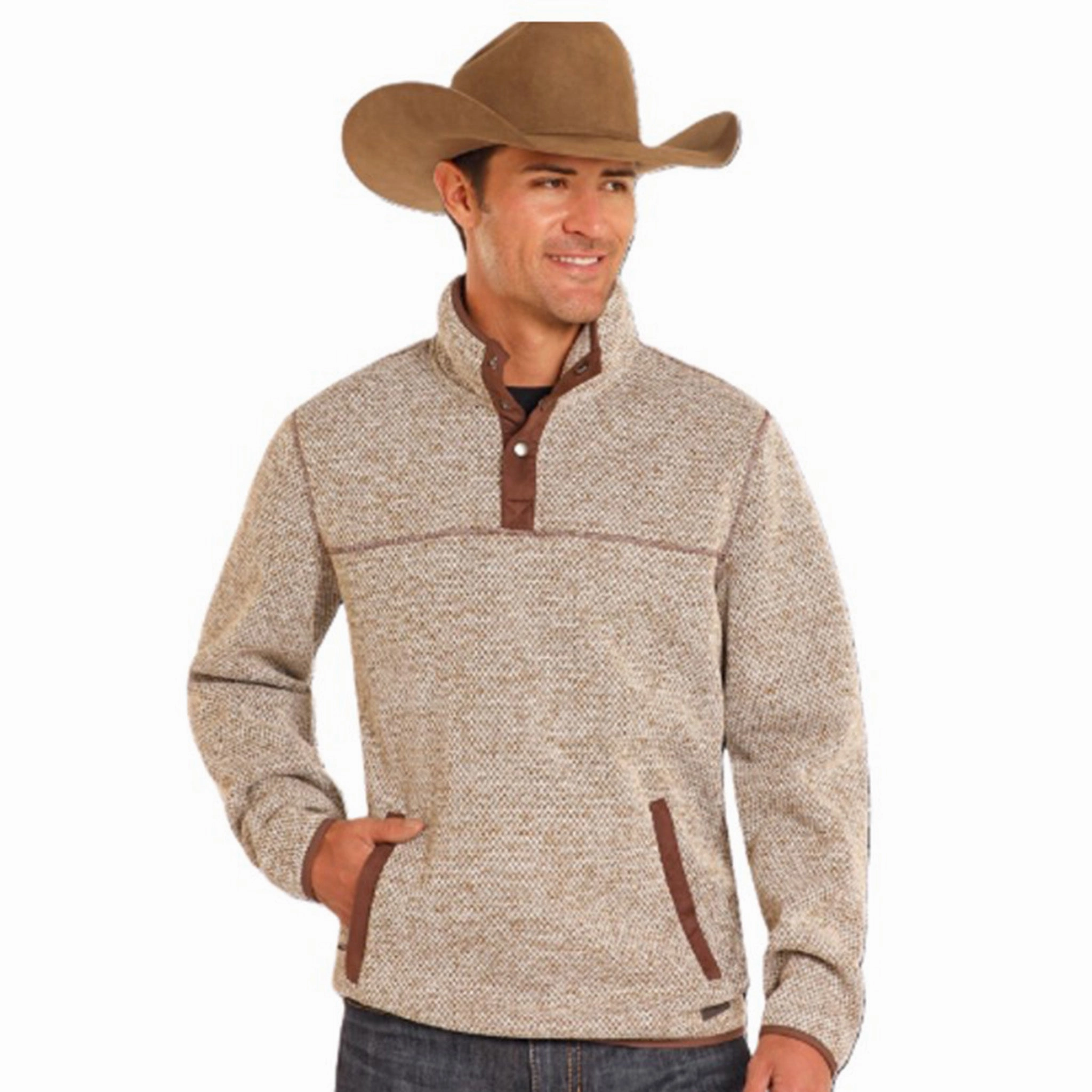 Powder River Men's Tan Melange Pullover Affordable Fashion