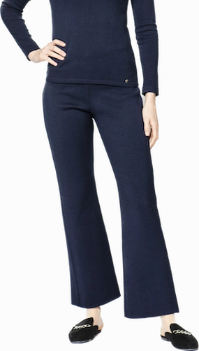 Monique Milano-Knit Boot Leg Pants - Dark Navy Compression Support Lining Premium Look